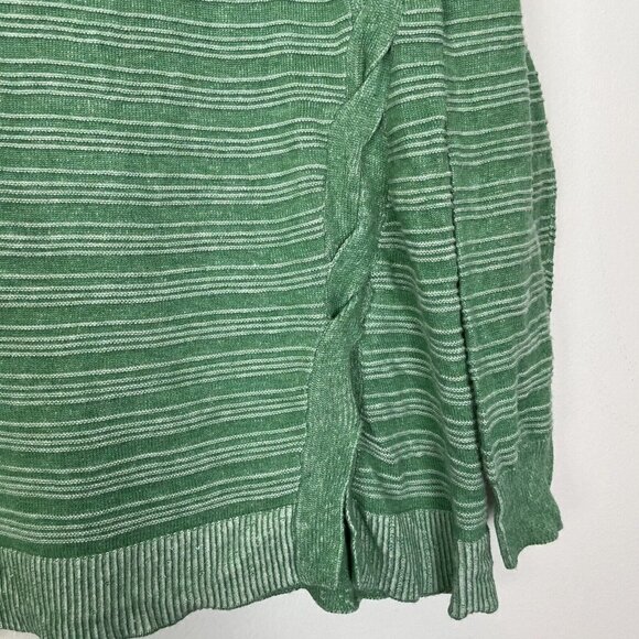 Soft Surroundings Textured Green White Long Sleeve Sweater Top Size Medium - Picture 3 of 6